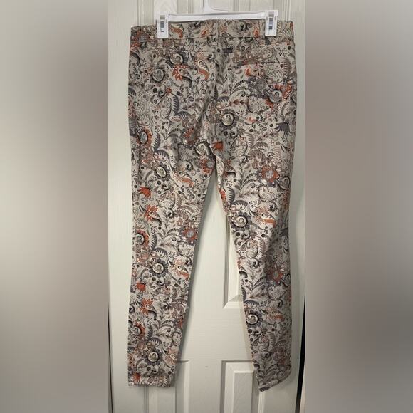 Club Monaco Tan Paisley Floral Hippie Retro Bohemian Rare Straight Jeans Size 8 - Picture 6 of 6
